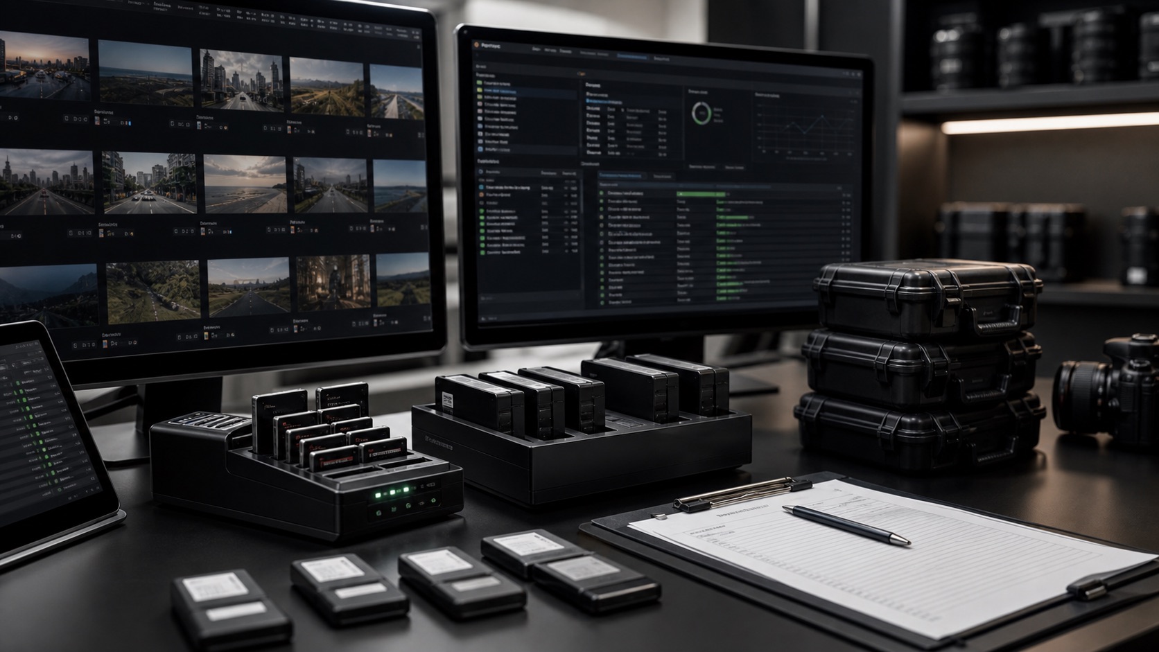 Media handover workstation with production drives
